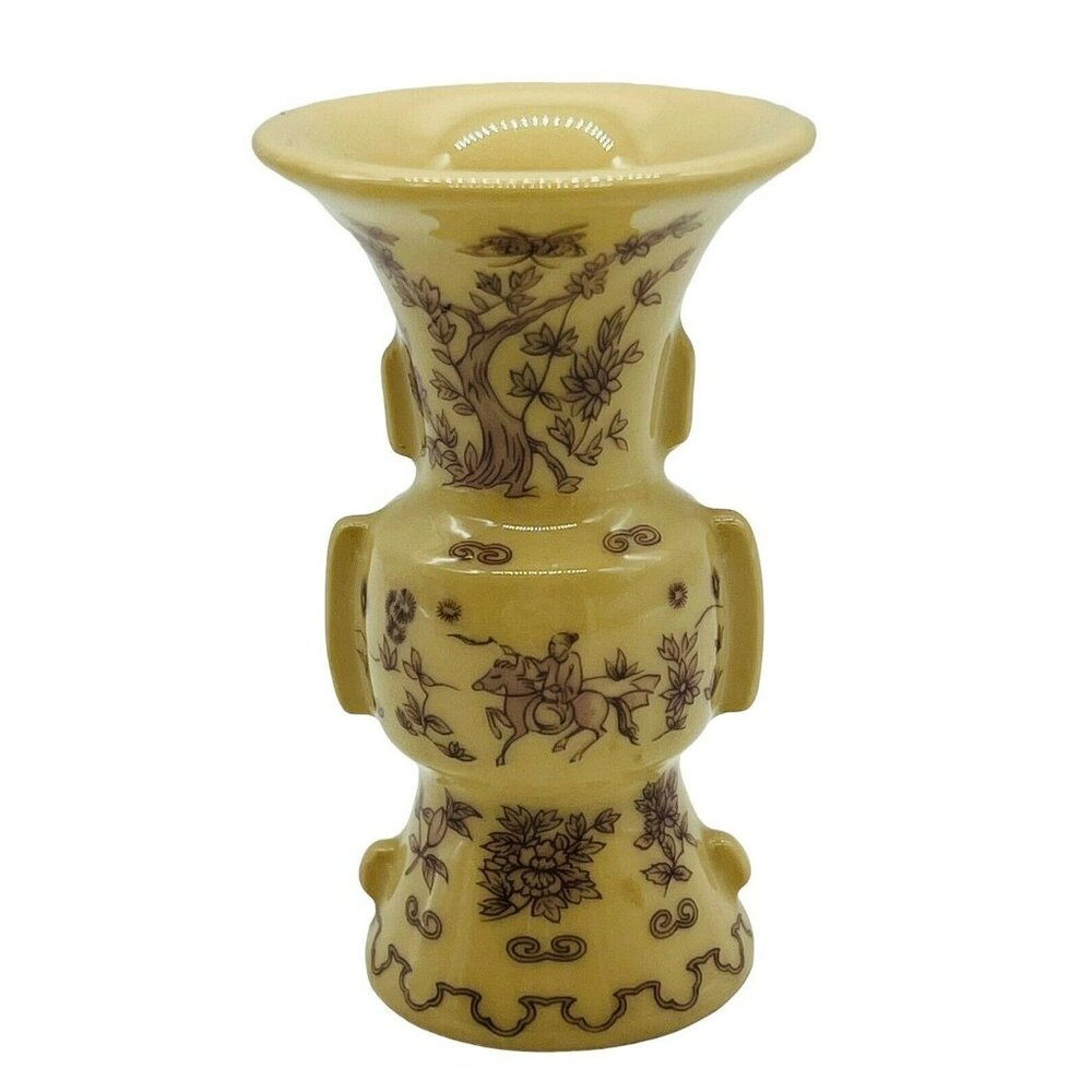 Franklin Mint Ecru Samurai Mini Imperial Collection Dynasty Vase 1980 Japan